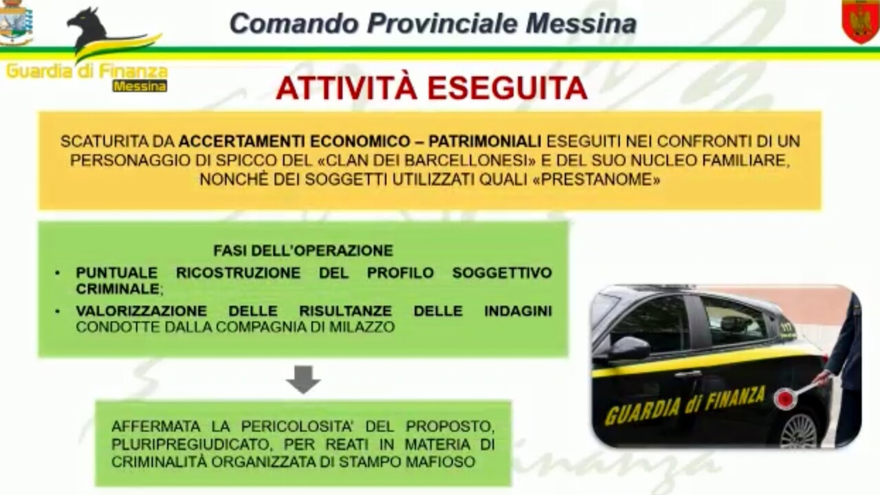 Mafia a Messina, sequestro di beni per un milione a esponente del clan dei barcellonesi