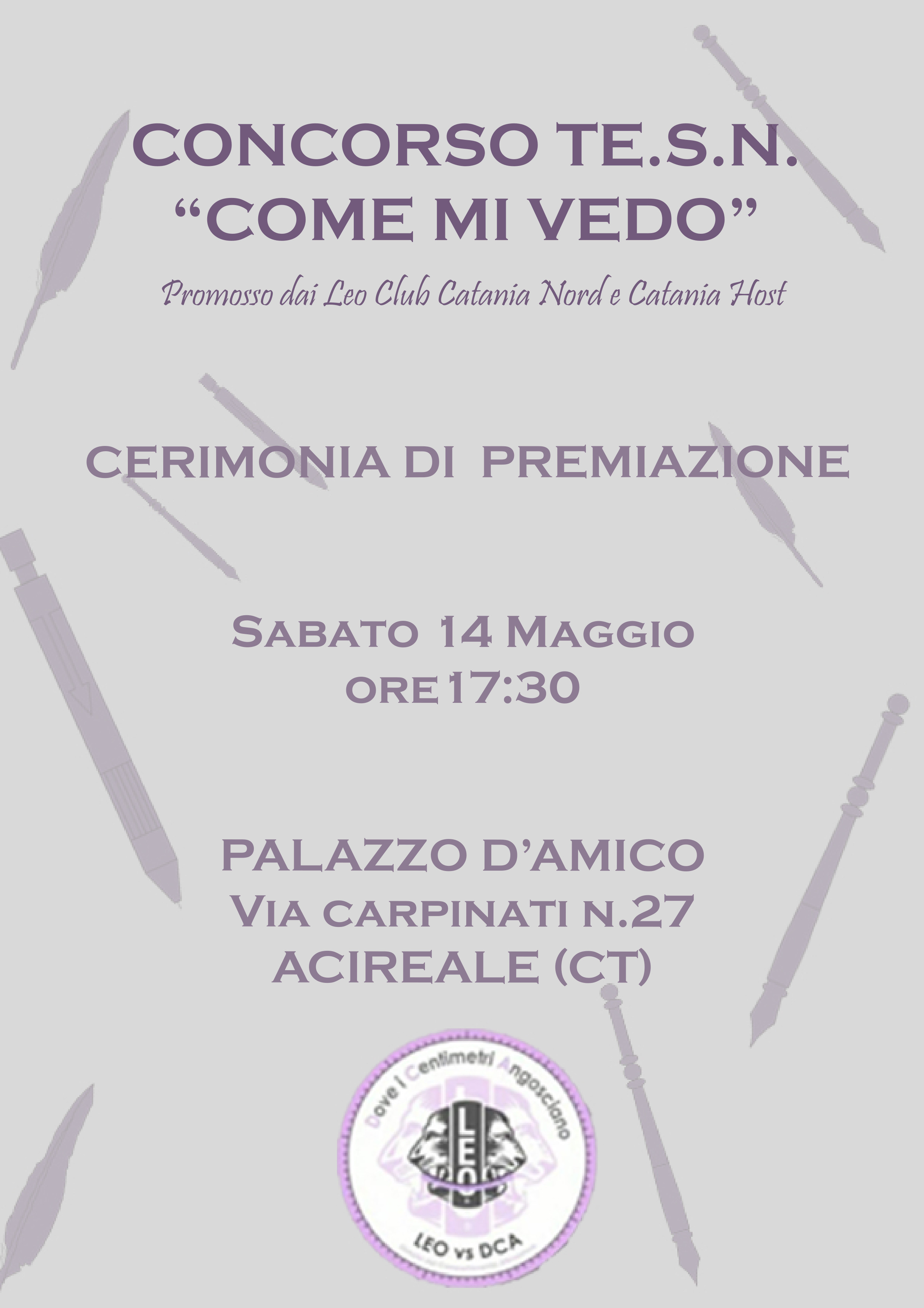 Cerimonia premiazione concorso “TeSN” di Leo Club Catania Host e Catania Nord