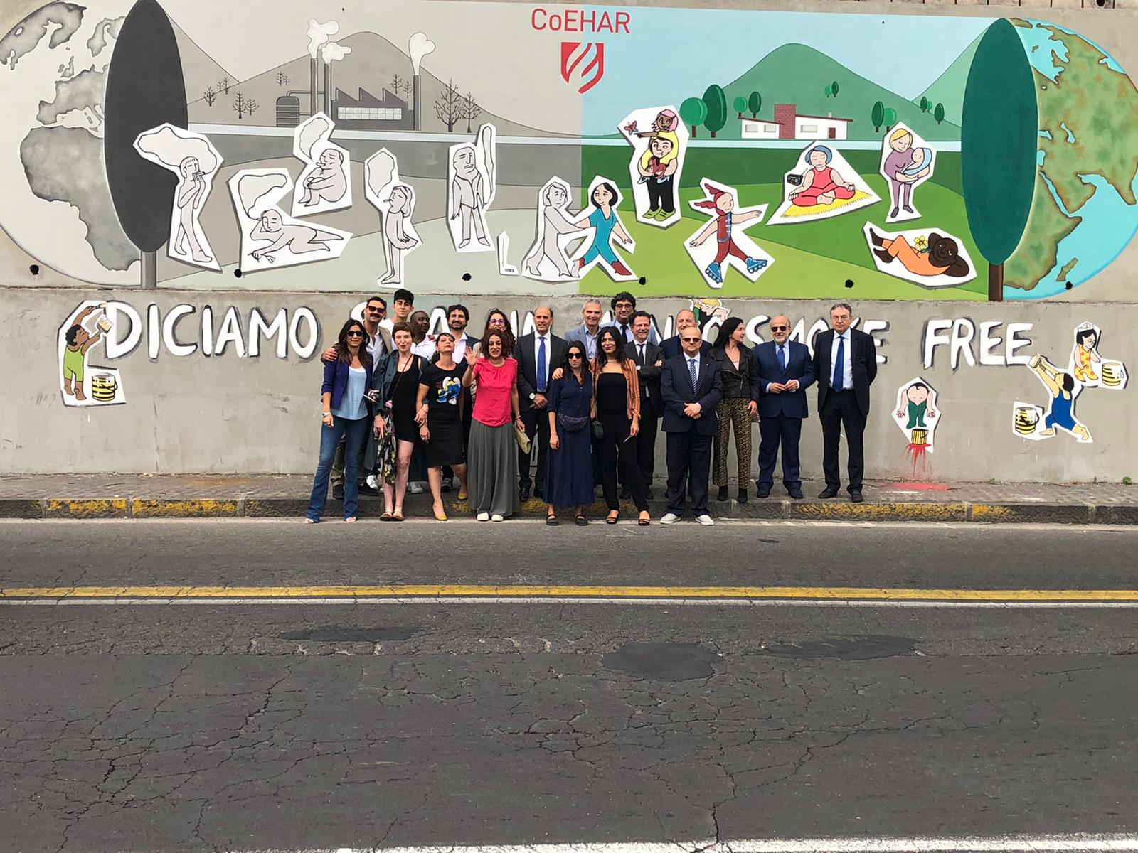Catania capitale mondiale della ricerca antifumo, presentato Coehar murales alla circonvallazione