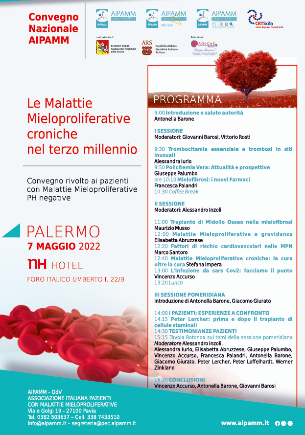 Malattie mieloproliferative croniche, medici e pazienti a confronto a Palermo Malattie mieloproliferative croniche, medici e pazienti a confronto a Palermo
