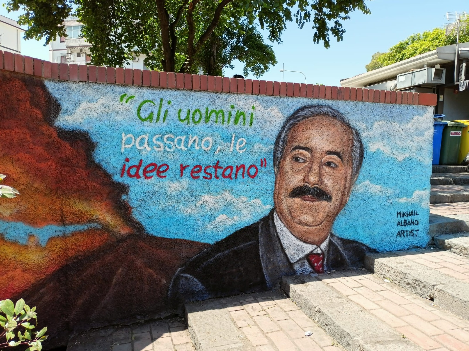 Gravina di Catania, inaugurato un nuovo murales dedicato a Giovanni Falcone al parco Fasano
