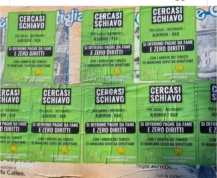Cercasi schiavo per la stagione estiva, provocazione a Palermo e Catania Cercasi schiavo per la stagione estiva, provocazione a Palermo e Catania