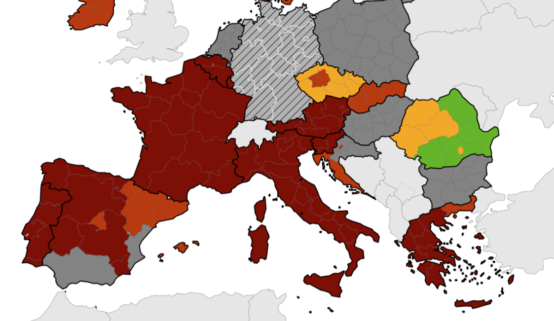 Covid, Sicilia e resto d’Italia ancora in rosso scuro nella mappa Ecdc