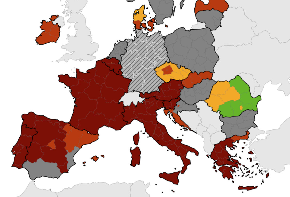 Covid, Sicilia e resto d’Italia ancora in rosso scuro nella mappa Ecdc