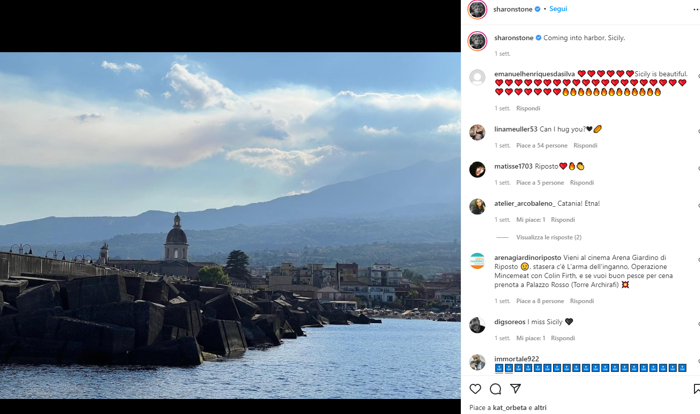 Sant’Alessio fa impazzire Sharon Stone. E i cittadini la invocano: “Diventi la nostra regina”