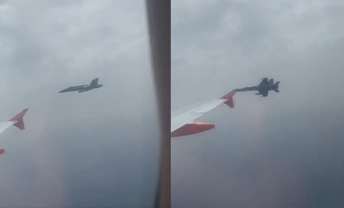 Allarme bomba sul volo EasyJet: caccia aeronautica scortano l’aereo – Video