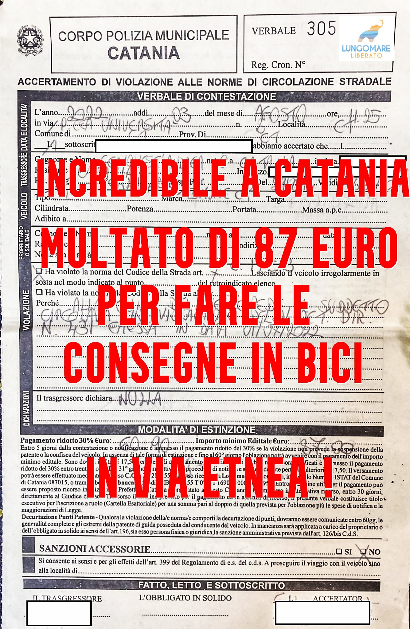 Via Etnea “vietata” alle bici, scatta la multa: bufera sul provvedimento del Comune