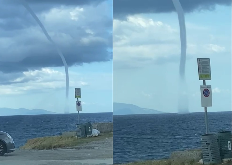 Tromba marina a Milazzo: spettacolo a largo della spiaggia di Ponente, le incredibili immagini