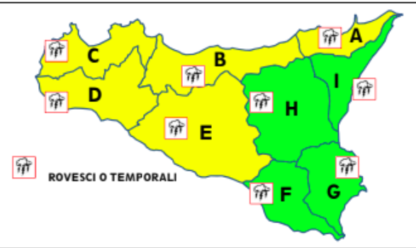 Meteo Sicilia, allerta gialla per giovedì 29 settembre, pioggia e temporali