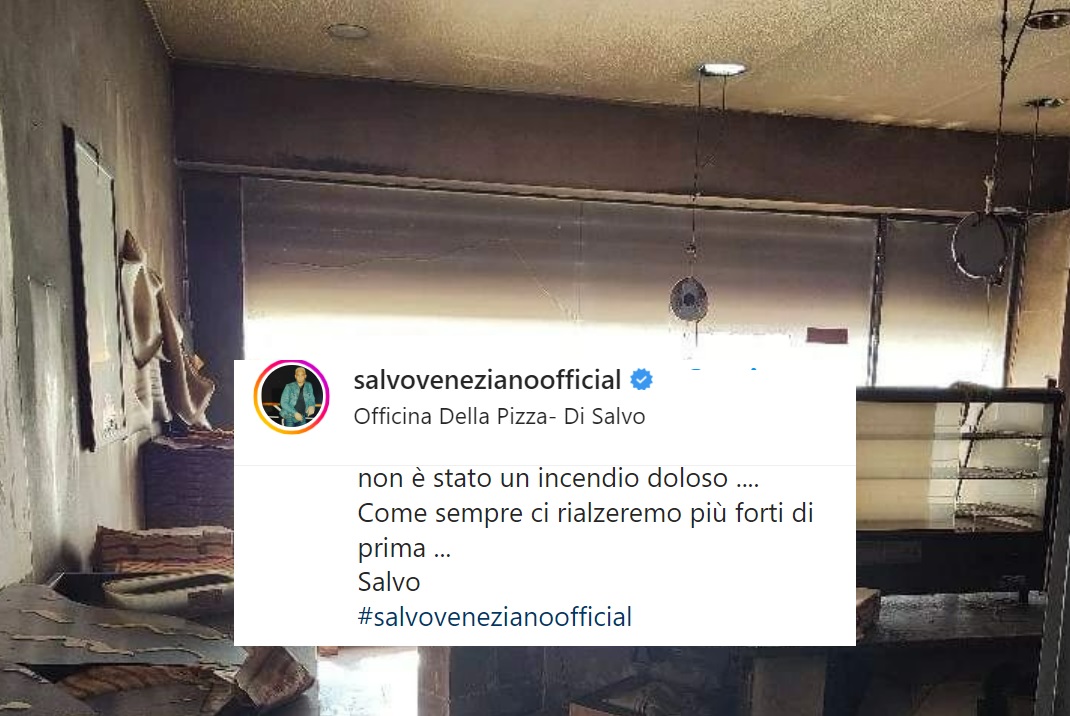 Incendio distrugge pizzeria di Salvo Veneziano, l’ex concorrente siracusano del Grande Fratello