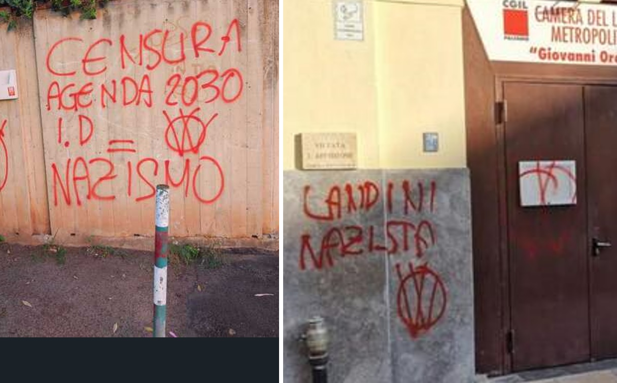 Palermo, scritte no vax davanti sede Odg Sicilia e hub vaccinale