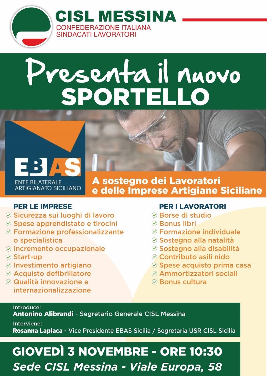 Cisl Messina, ecco il nuovo sportello a sostegno dei lavoratori artigianali