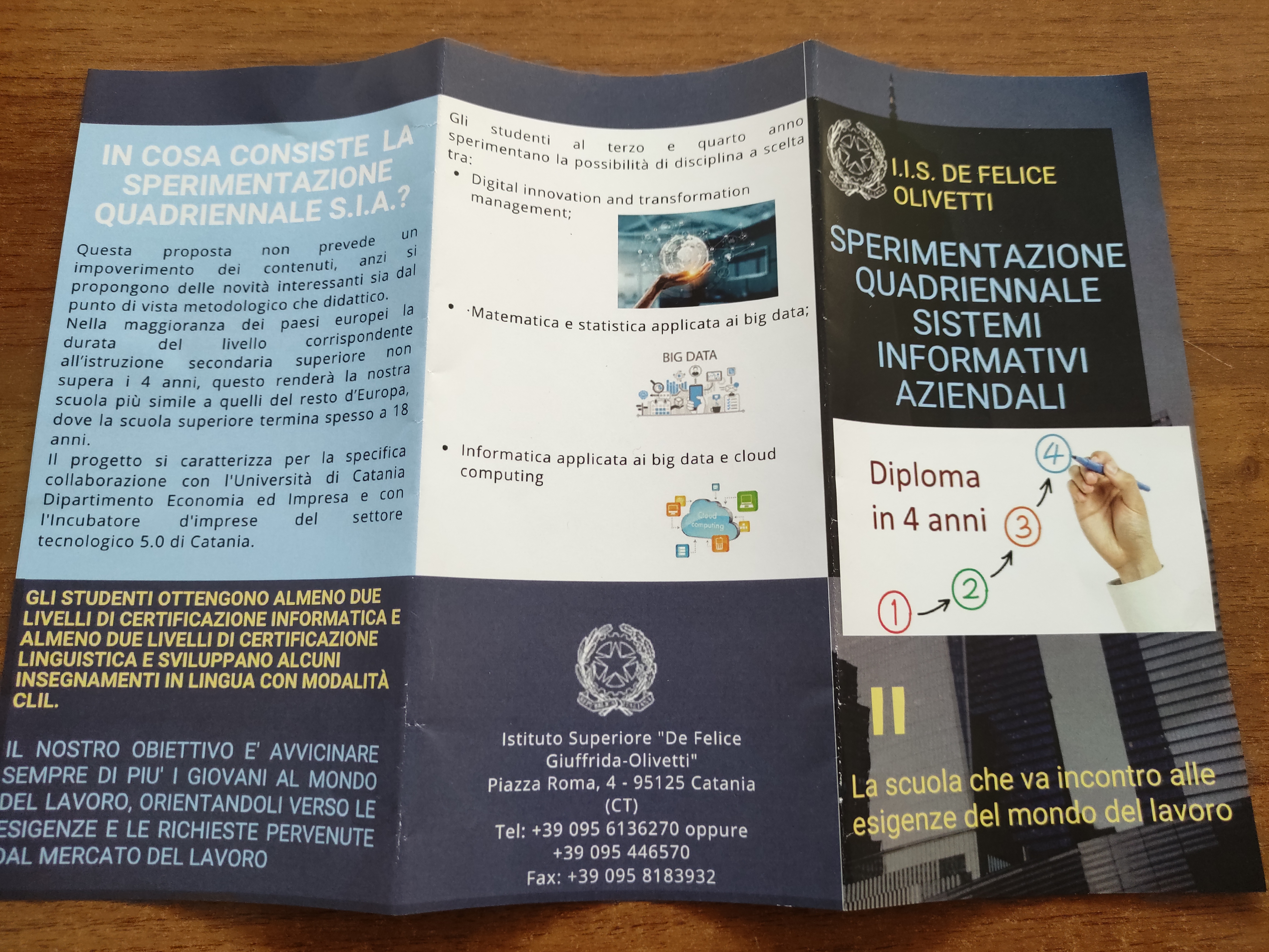 Il De Felice-Olivetti presenta il corso sperimentale quadriennale SIA, unico a Catania Il De Felice-Olivetti presenta il corso sperimentale quadriennale SIA, unico a Catania