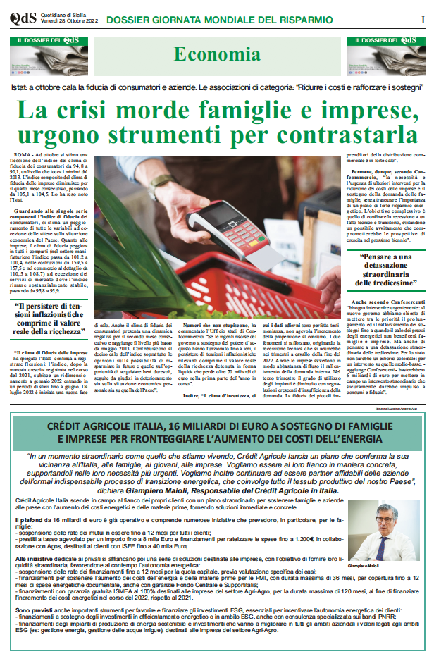 Dossier “Giornata mondiale del risparmio” Dossier “Giornata mondiale del risparmio”