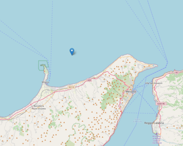 Terremoti, scossa magnitudo 2.2 al largo di Spadafora e Venetico