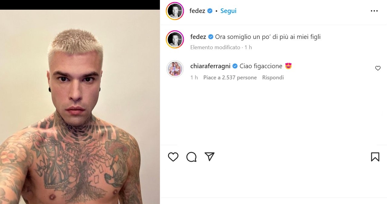 Fedez, cambio look radicale: la reazione della moglie Chiara Ferragni