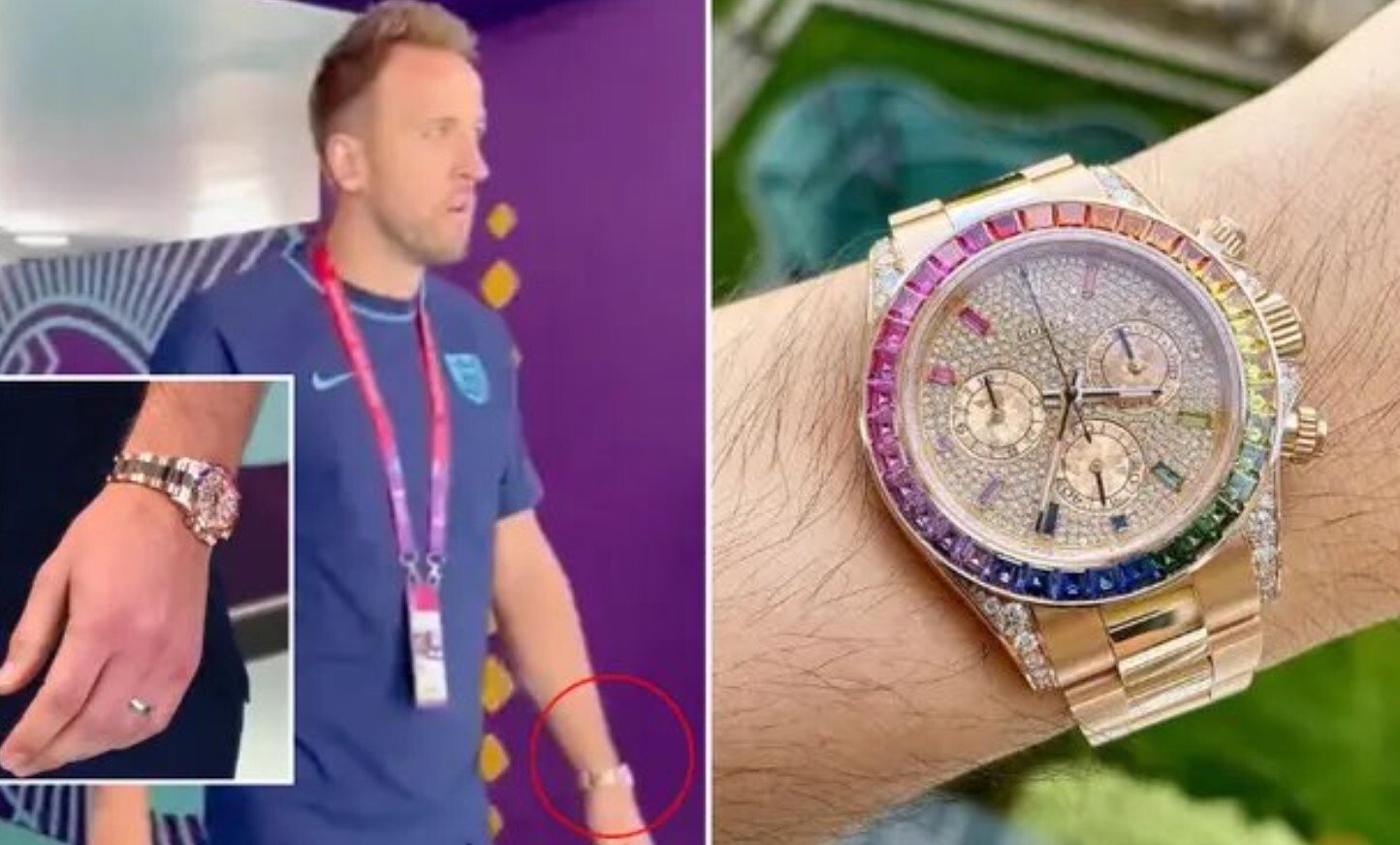 Inghilterra, Kane sfida il Qatar con un Rolex “Arcobaleno” da 650 mila dollari