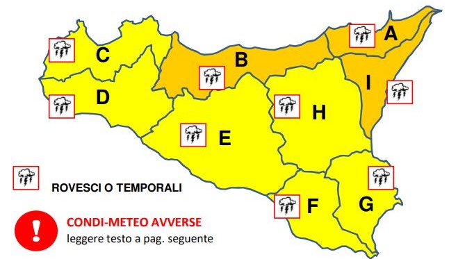 Meteo Sicilia, mercoledì tra forte vento e temporali: scatta allerta arancione