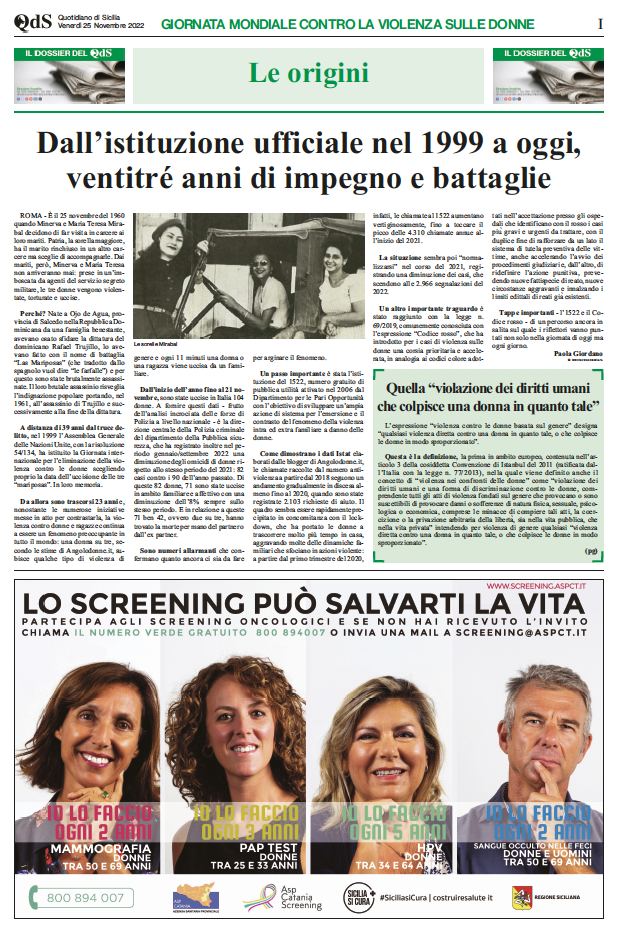 Dossier Giornata mondiale contro la violenza sulle donne