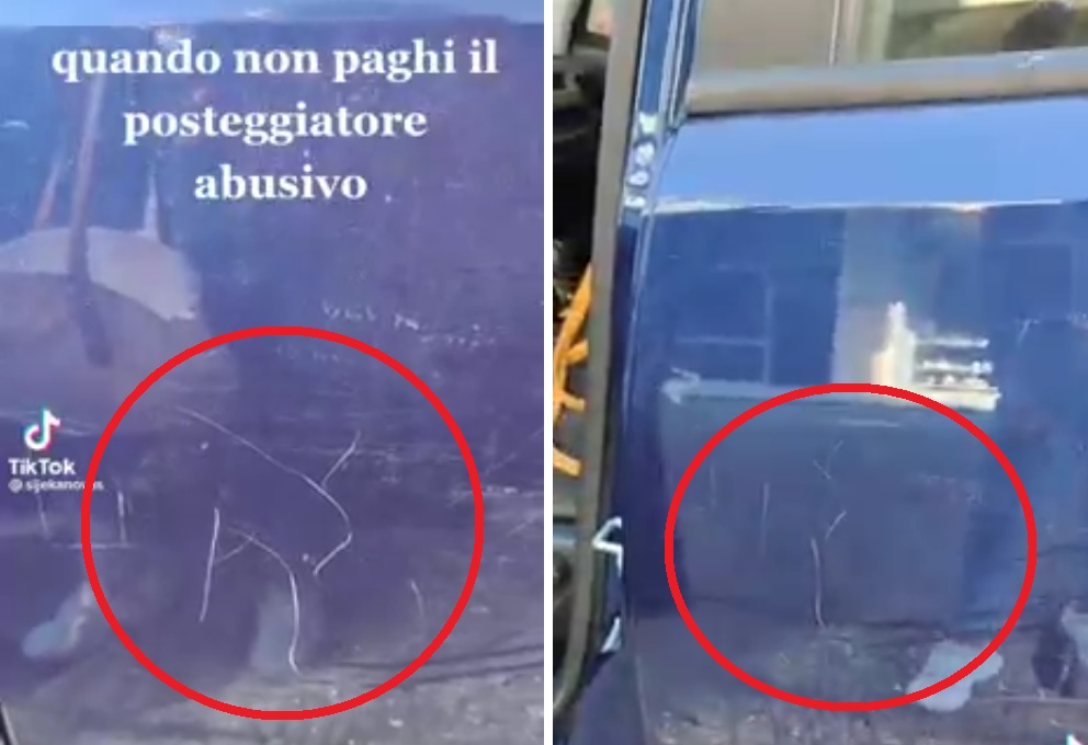 Catania, non paga il parcheggiatore abusivo e ritrova l’auto danneggiata: il video
