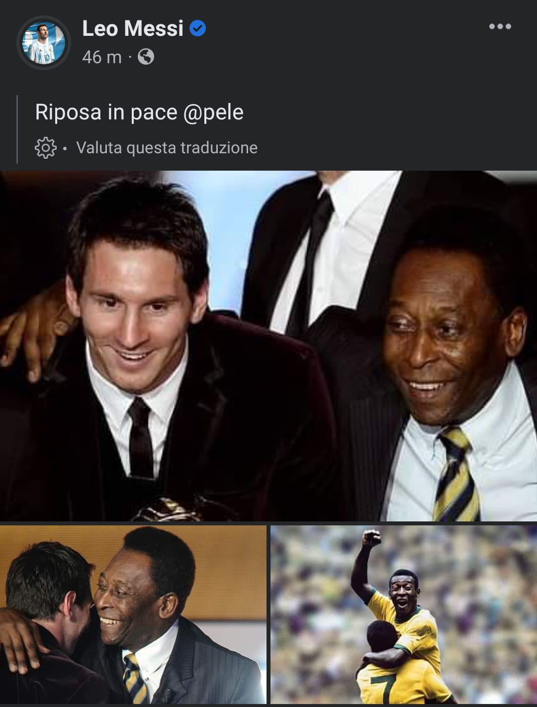 Pelè, da Ronaldo e Neymar a Messi: il mondo del calcio s’inchina a O Rei