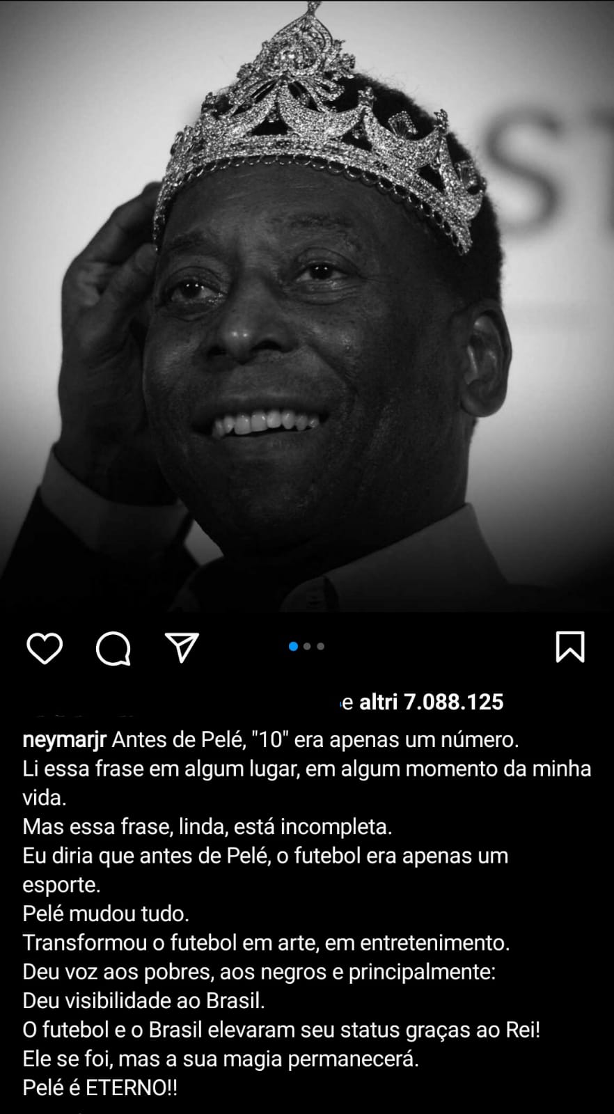Pelè, da Ronaldo e Neymar a Messi: il mondo del calcio s’inchina a O Rei