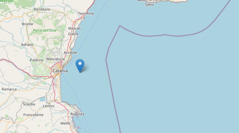 Terremoto lungo la costa catanese nel pomeriggio, scossa di magnitudo 3.0