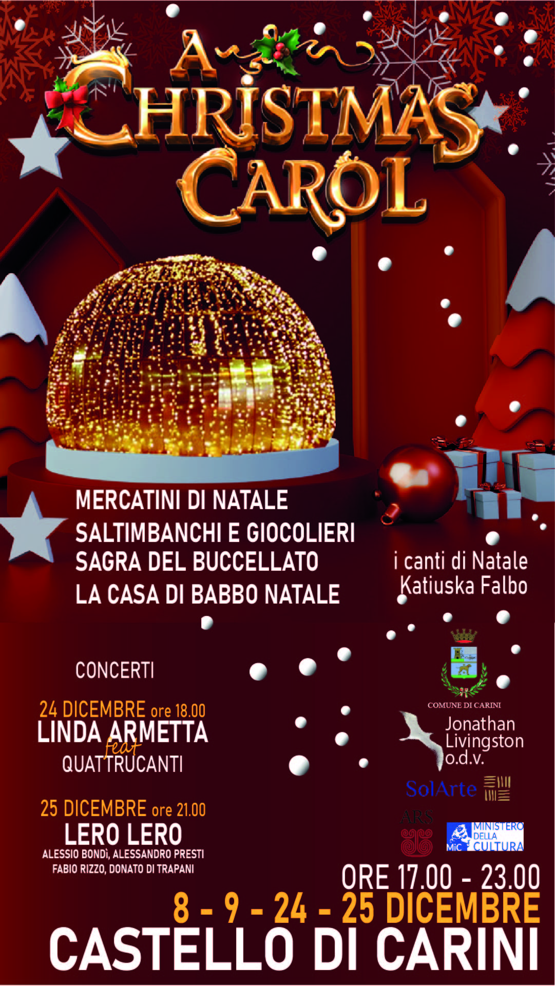 Al Castello Medievale di Carini i mercatini di Natale tra saltimbanchi, giocolieri e sagre