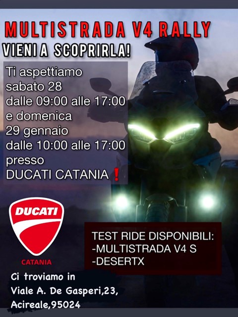 Ducati Catania, il 28 e 29 gennaio ad Acireale scopri la Multistrada V4 Rally