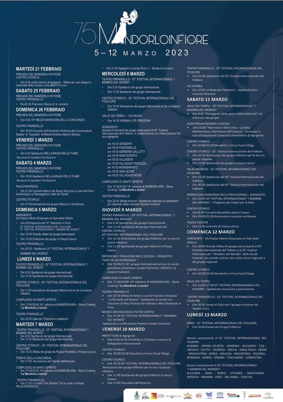 Agrigento, dopo 4 anni torna la sagra del “Mandorlo in fiore” Agrigento, dopo 4 anni torna la sagra del “Mandorlo in fiore”