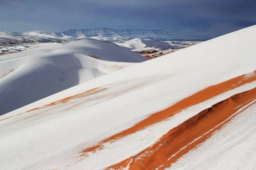 Clima, neve in Algeria: deserto del Sahara completamente imbiancato