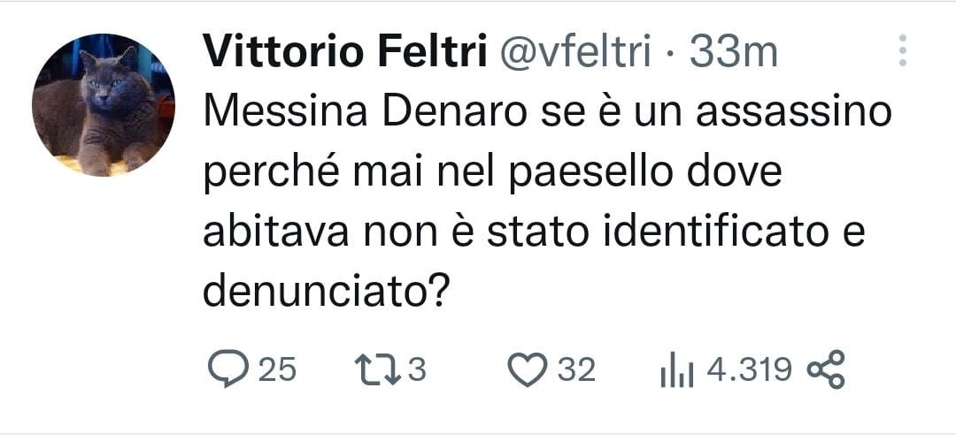 Vittorio Feltri: “Siamo sicuri che Messina Denaro sia un assassino?”