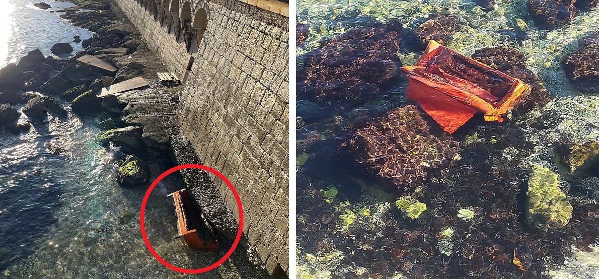 Degrado a Siracusa: divano gettato in mare nel lungomare di Levante