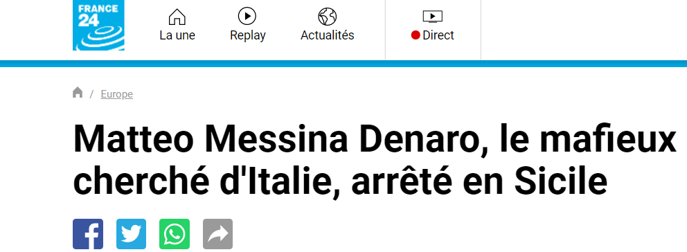 Messina Denaro, arresto in prima pagina sulla stampa estera Messina Denaro, arresto in prima pagina sulla stampa estera