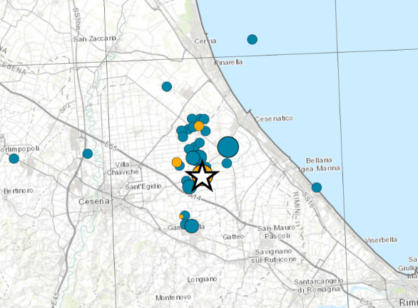 Scossa di magnitudo 4.1 a Gambettola in provincia di Forlì-Cesena