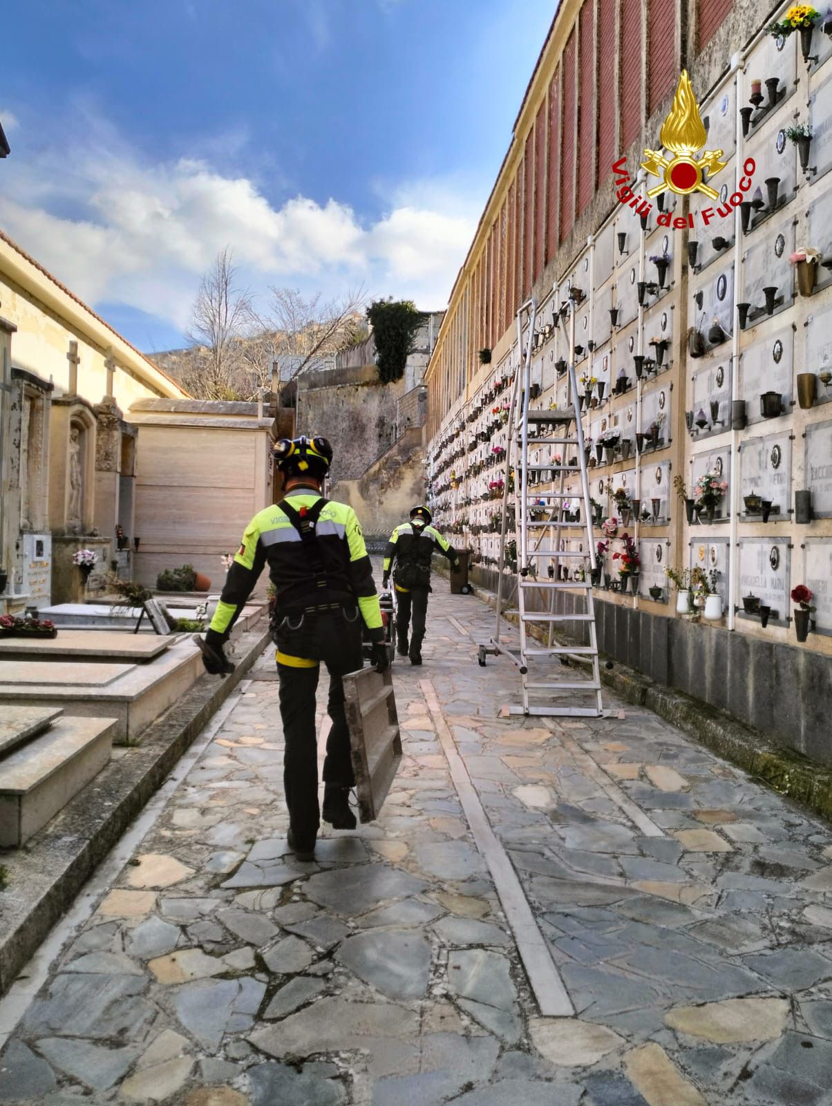 Maltempo a Mineo, conclusa prima fase di messa in sicurezza del cimitero [FOTO]