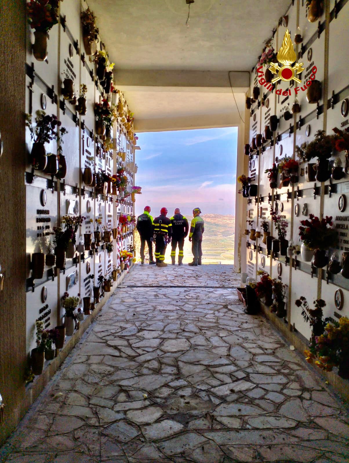 Maltempo a Mineo, conclusa prima fase di messa in sicurezza del cimitero [FOTO]