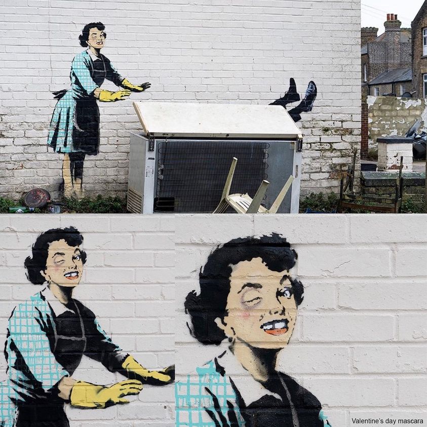 Amore e violenza sulle donne: Valentine Day’s Mascara, nuovo murale di Banksy