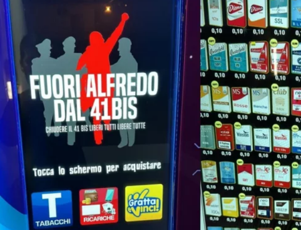 Attacco hacker a distributori di sigarette, su display frase “Fuori Alfredo dal 41 bis”