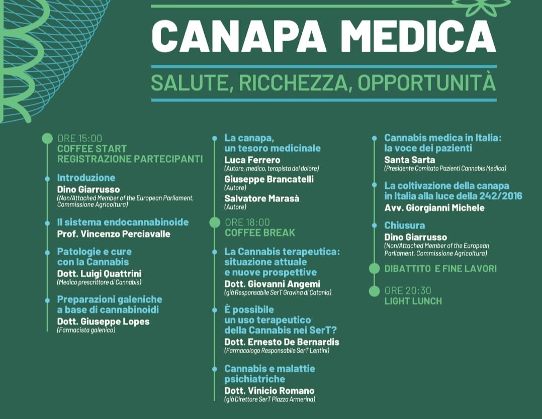 Canapa medica sabato 11 a Catania, su economia e scienza: presente Dino Giarrusso