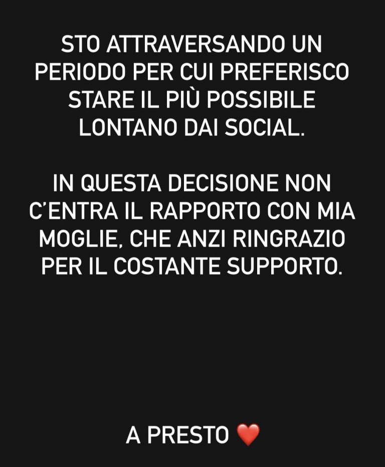 L’annuncio di Fedez: “Voglio stare per un po’ lontano dai social”