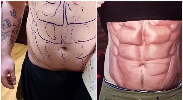 Fisico scolpito senza dieta e palestra? Si può: storia di un folle tattoo