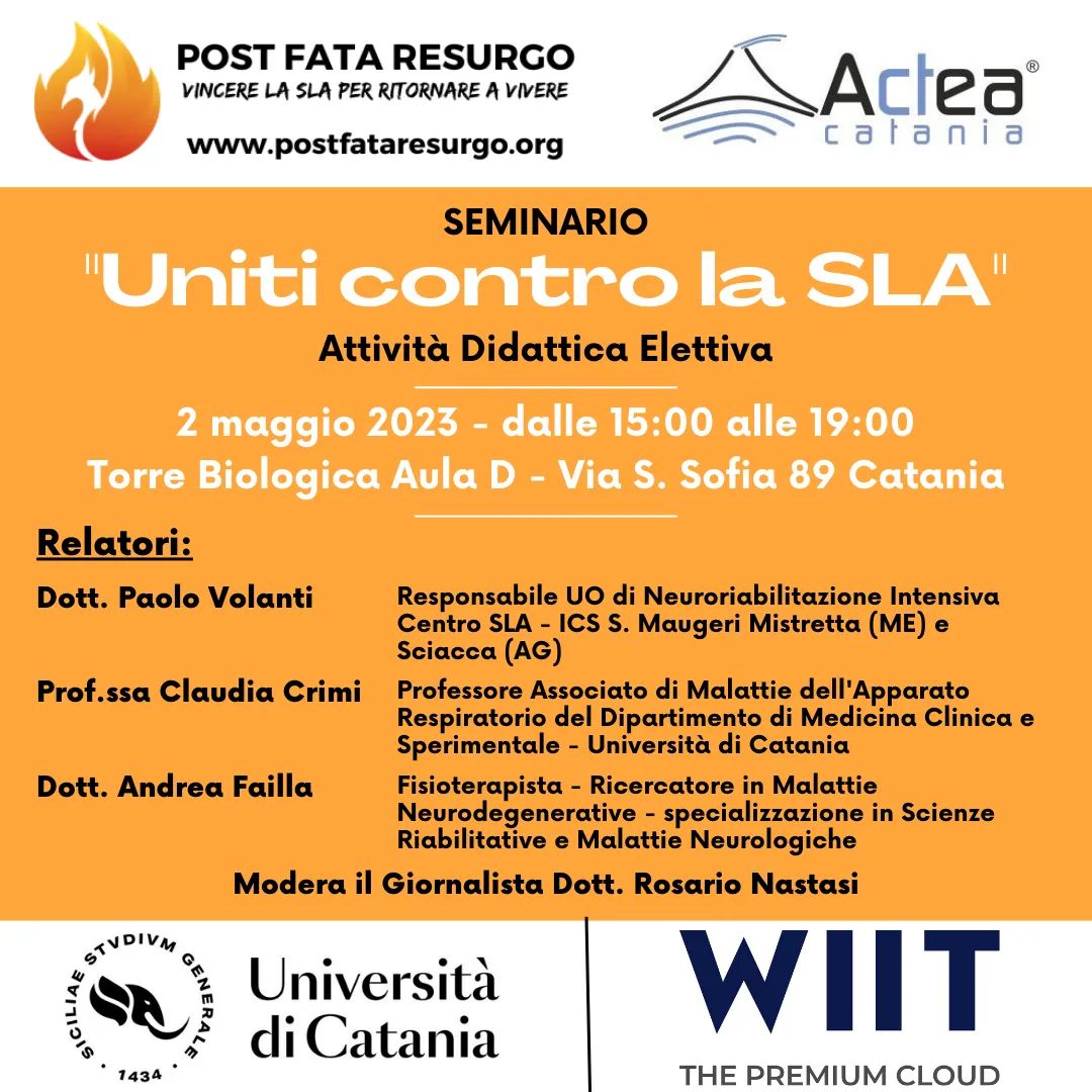 “Uniti contro la SLA”, seminario a Catania il 2 maggio 2023