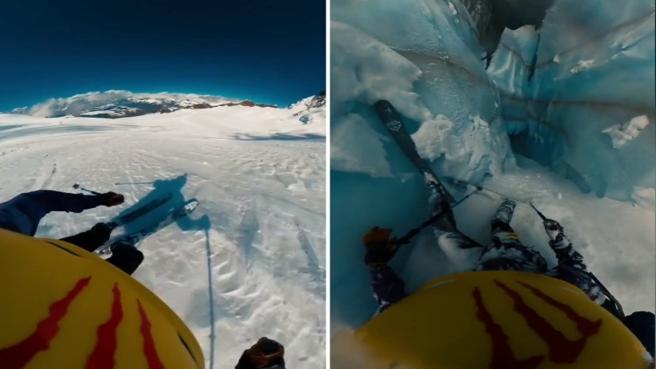 Finisce in un crepaccio mentre scia: l’impressionante caduta in un ***VIDEO***