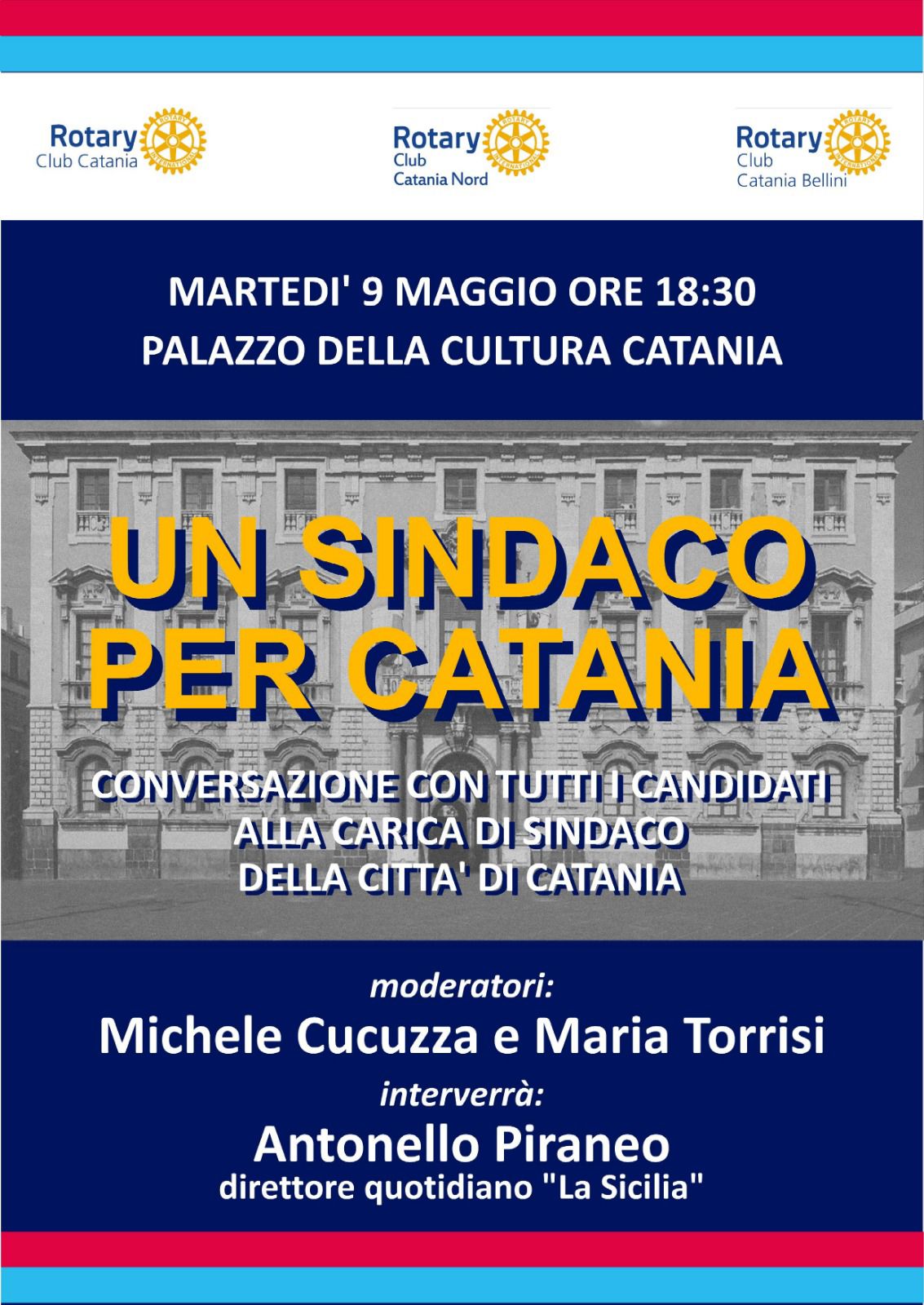 Un Sindaco per Catania, il 9 maggio iniziativa Rotary a Palazzo della Cultura