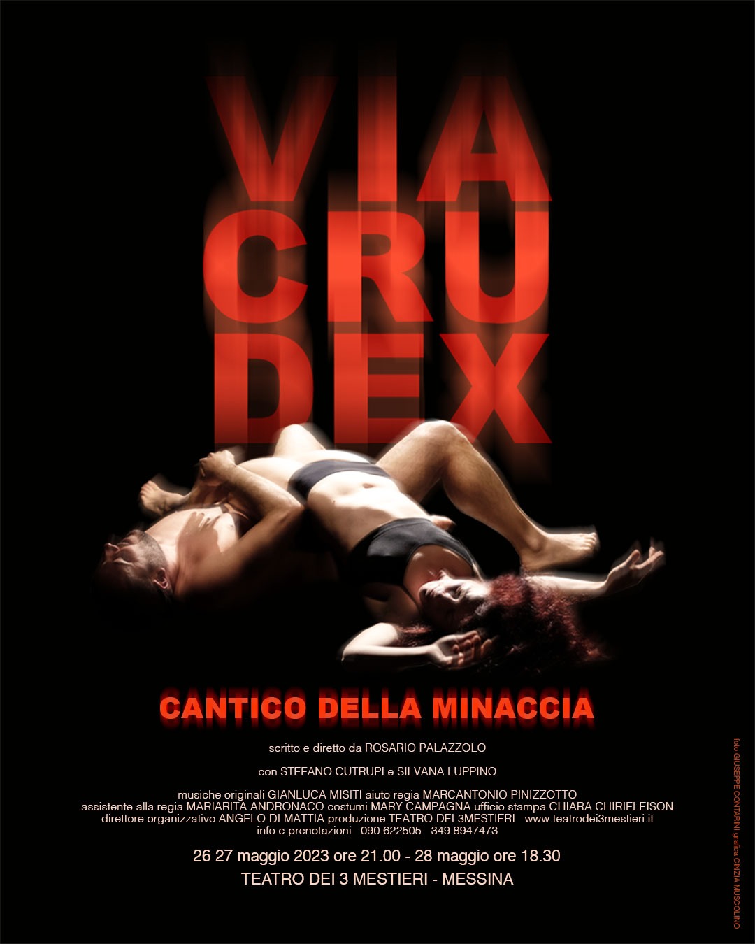 Teatro dei 3 Mestieri di Messina, oggi debutto per “Via Crudex – Cantico della minaccia” di Rosario Palazzolo