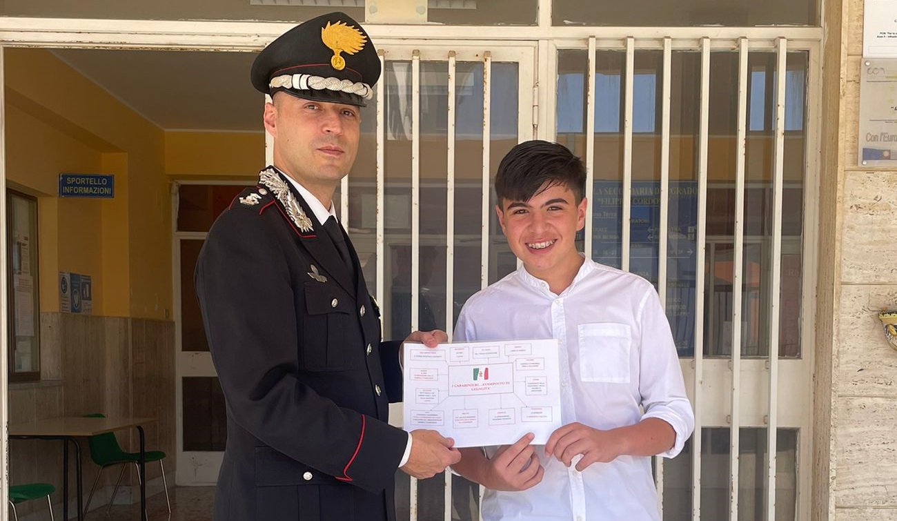 Una tesina di terza media dedicata ai carabinieri: l’iniziativa di un giovane siciliano