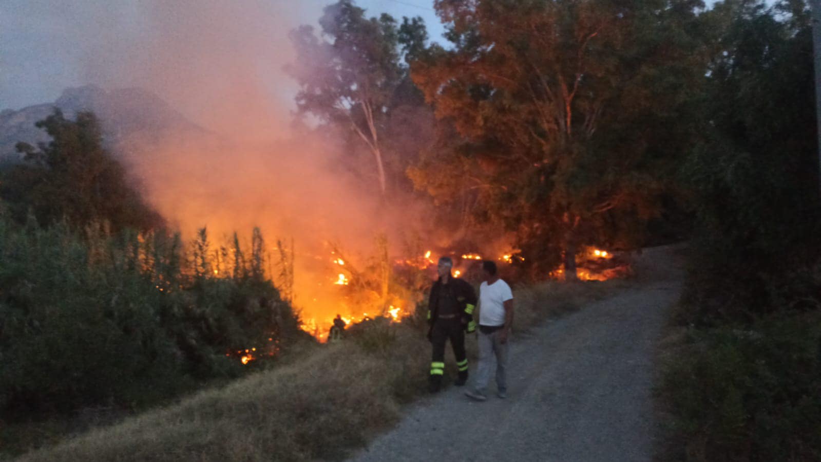 “Inferno” di fuoco e fiamme a ridosso della A19, pompieri in azione anche di notte