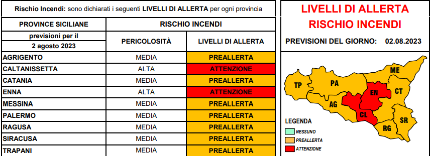 Ritorna il pericolo incendi in Sicilia: ecco la mappa Ritorna il pericolo incendi in Sicilia: ecco la mappa