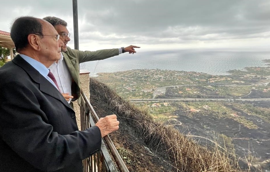 Incendi in Sicilia, sopralluogo di Schifani sui Nebrodi e a Cefalù